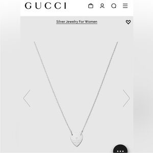 Gucci Trademark Silver Heart Pendant Necklace
